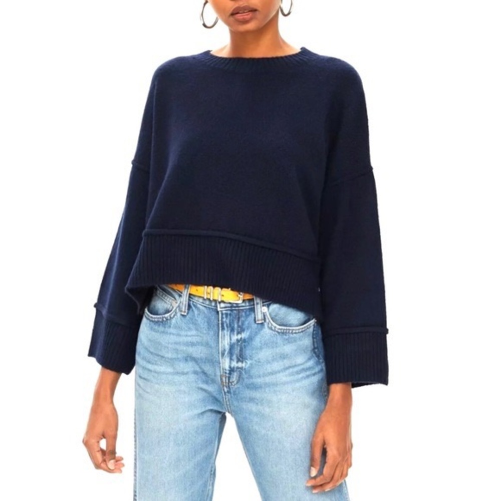Topshop Navy Soft Sweater With Popper Side Size 8 NEW
